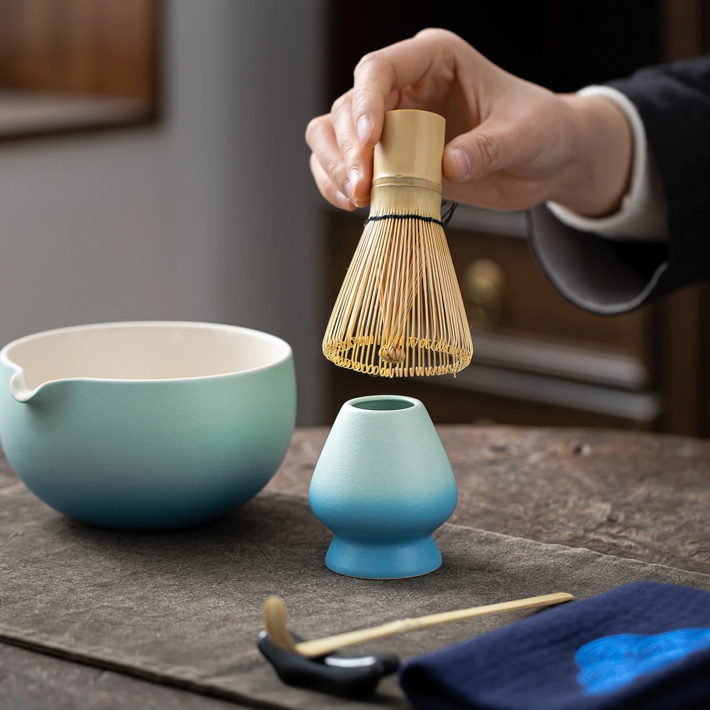 Skyblue Matcha Bowl with Spout