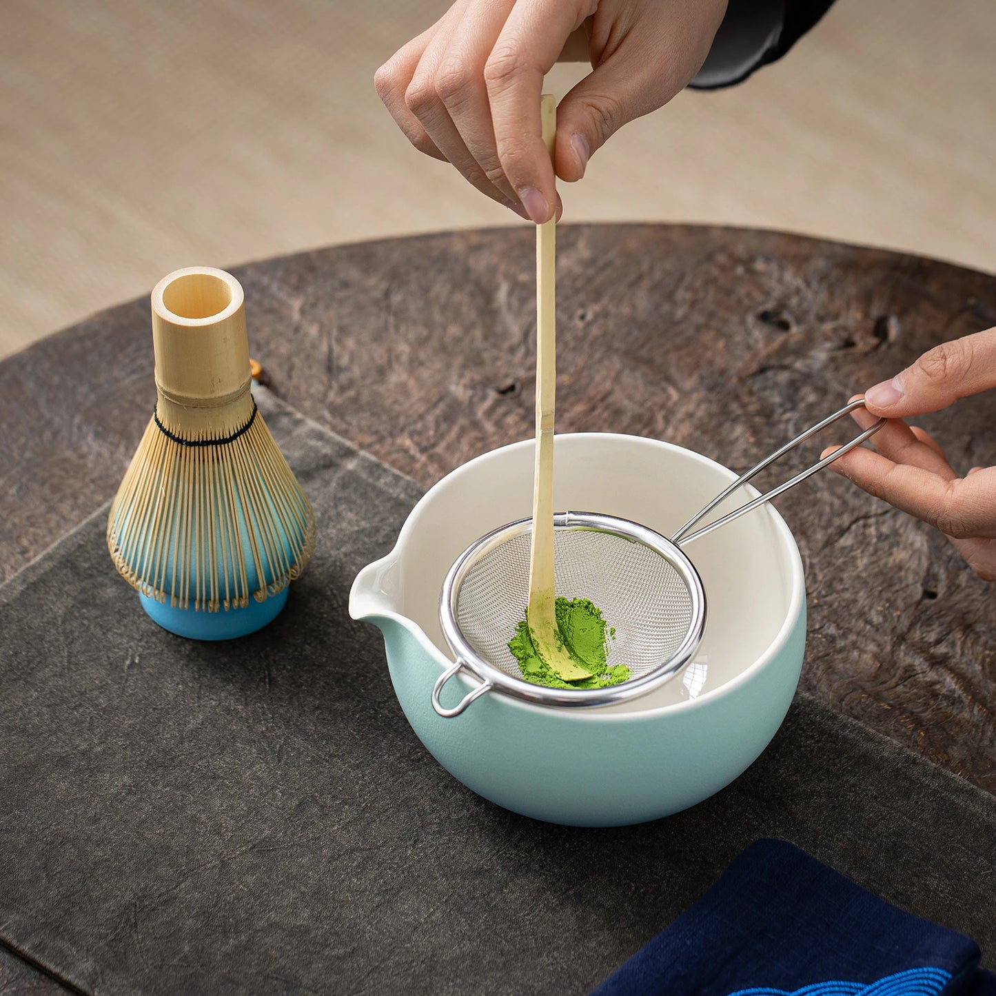 Skyblue Matcha Bowl with Spout