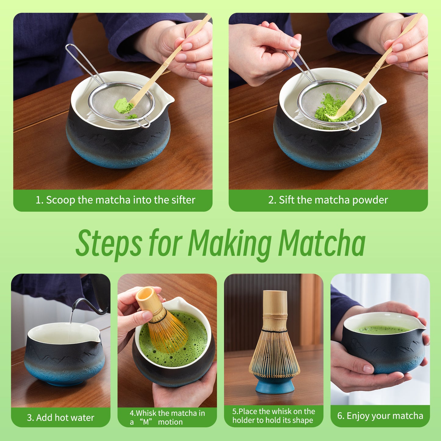 Matcha Set-Beginner Set Landscape Pointy Bowl