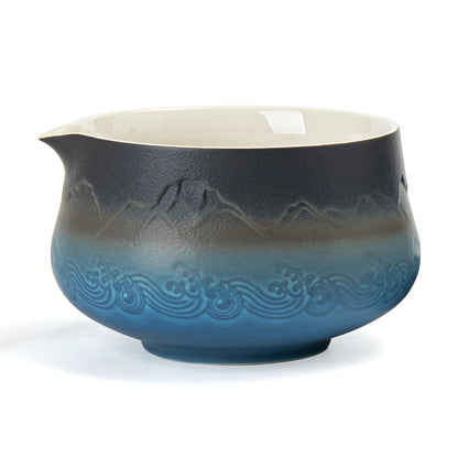 Black Blue Matcha Bowl with Spout