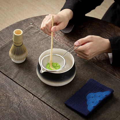 Matcha Set-Beginner Set Landscape Black White Pointy Bowl