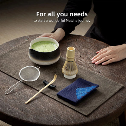 Matcha Set-Beginner Set Landscape Black White Pointy Bowl