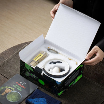 Matcha Set-Beginner Set Landscape Black White Pointy Bowl