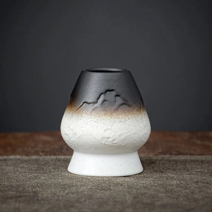 Matcha Set-Beginner Set Landscape Black White Pointy Bowl