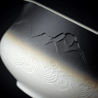 Matcha Set-Beginner Set Landscape Black White Pointy Bowl