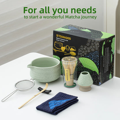 Matcha Set-Beginner Set Green Web Pointy Bowl