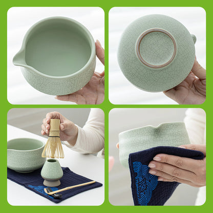 Matcha Set-Beginner Set Green Web Pointy Bowl