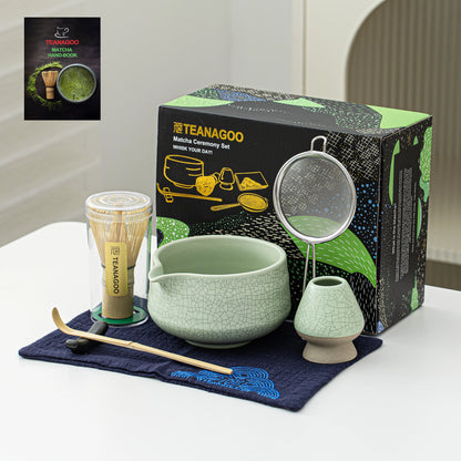 Matcha Set-Beginner Set Green Web Pointy Bowl