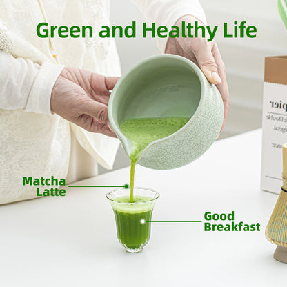 Matcha Set-Beginner Set Green Web Pointy Bowl