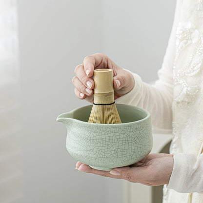 Matcha Set-Beginner Set Green Web Pointy Bowl