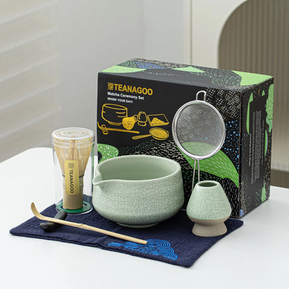 Matcha Set-Beginner Set Green Web Pointy Bowl