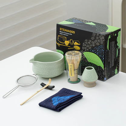 Matcha Set-Beginner Set Green Web Pointy Bowl