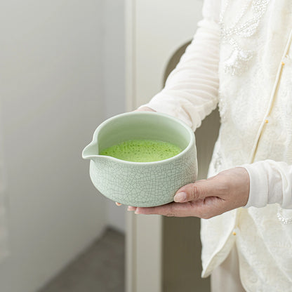 Matcha Set-Beginner Set Green Web Pointy Bowl