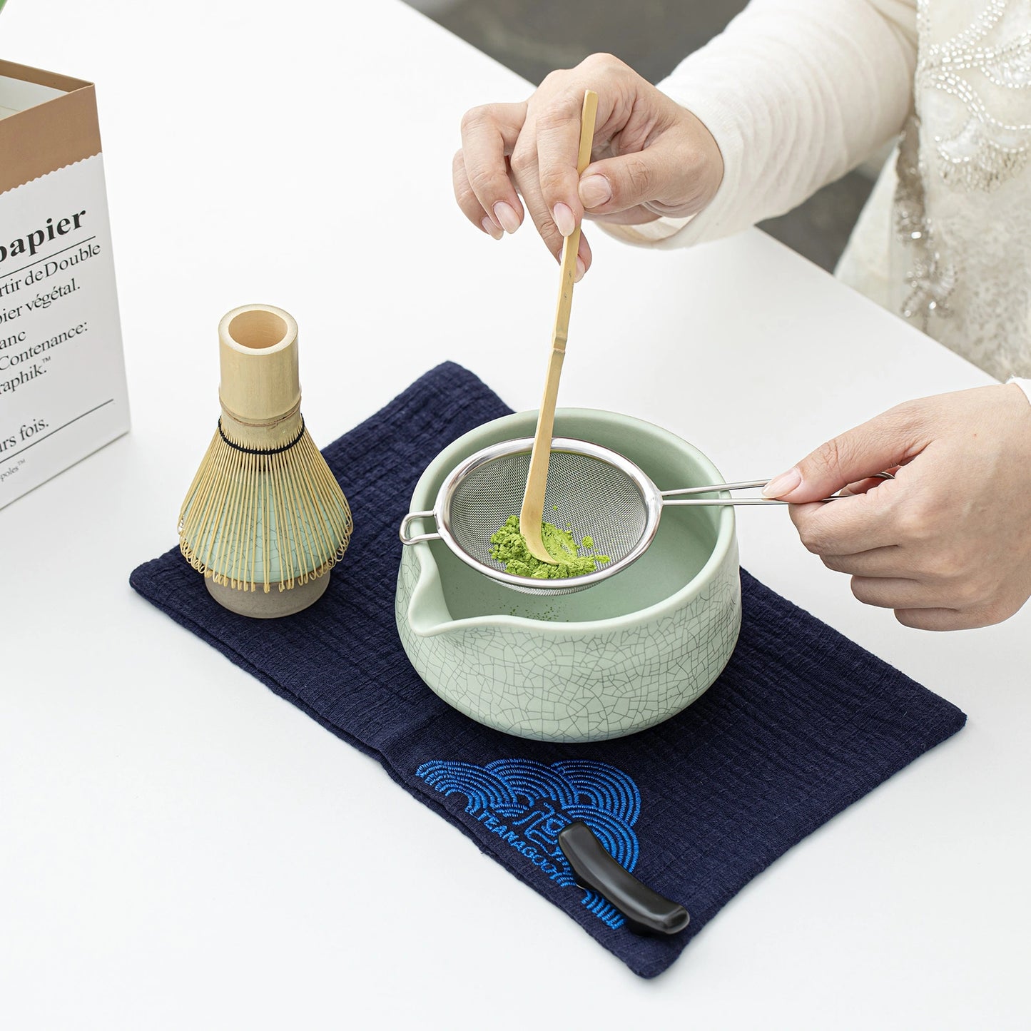 Matcha Set-Beginner Set Green Web Pointy Bowl