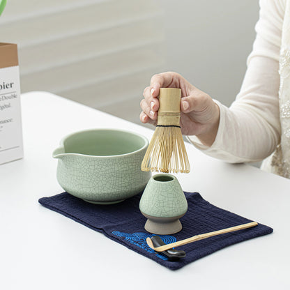 Matcha Set-Beginner Set Green Web Pointy Bowl