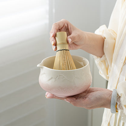 Snow Mountain Pink Matcha Bowl with Spout