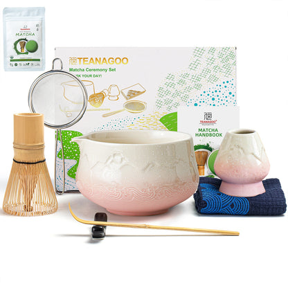 Snow Mountain Pink Matcha Bowl with Spout