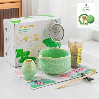 Green Ocean Matcha Bowl with Spout