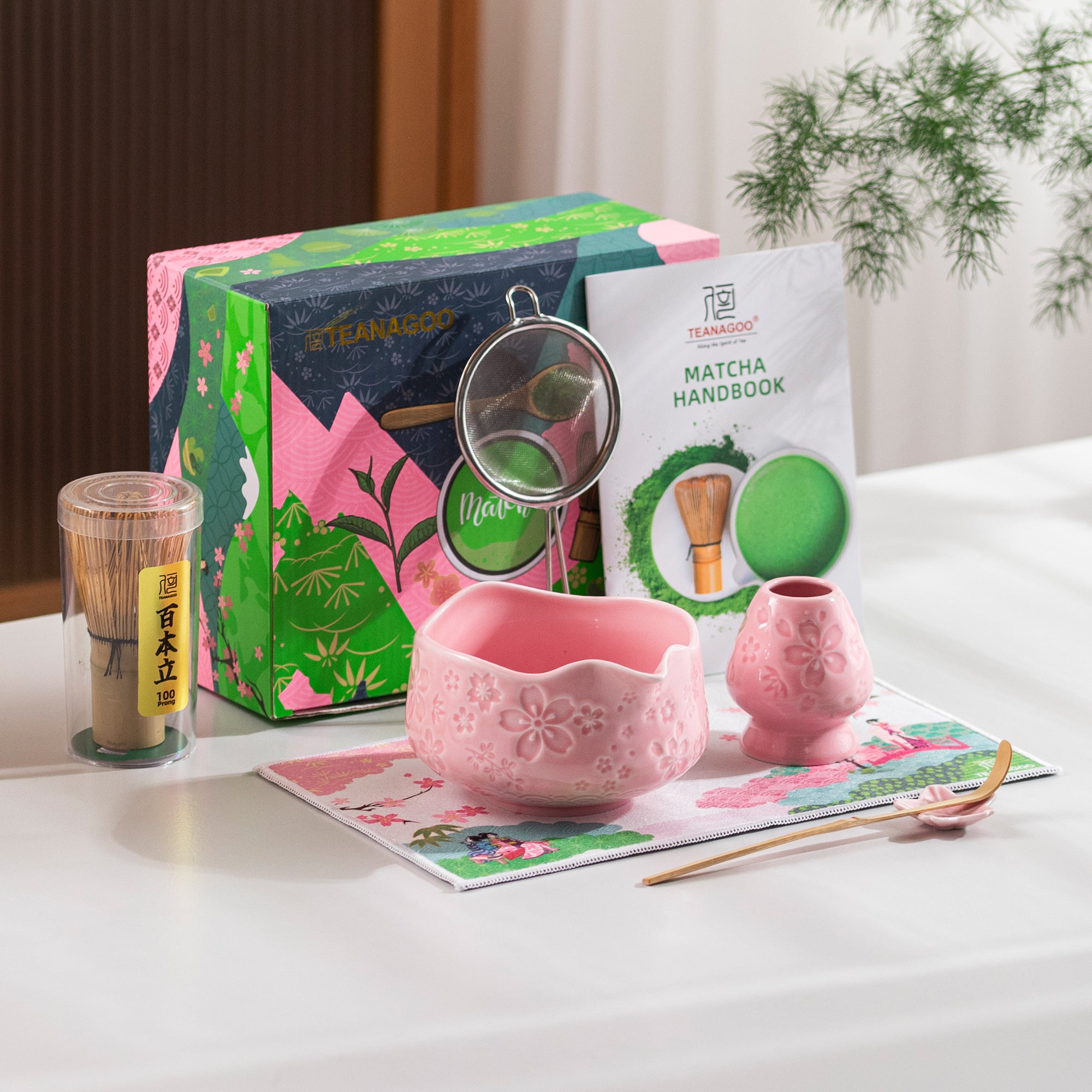Matcha Set for Beginner Sakura Pink | Japanese Matcha Set | Teanagoo