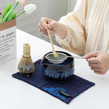 Matcha Set-Beginner Set Deep Ocean Pointy Bowl