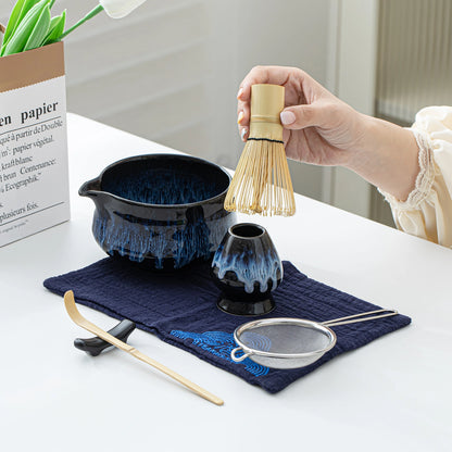 Matcha Set-Beginner Set Deep Ocean Pointy Bowl