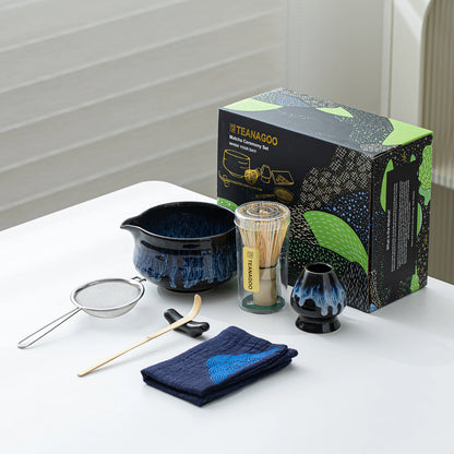 Matcha Set-Beginner Set Deep Ocean Pointy Bowl