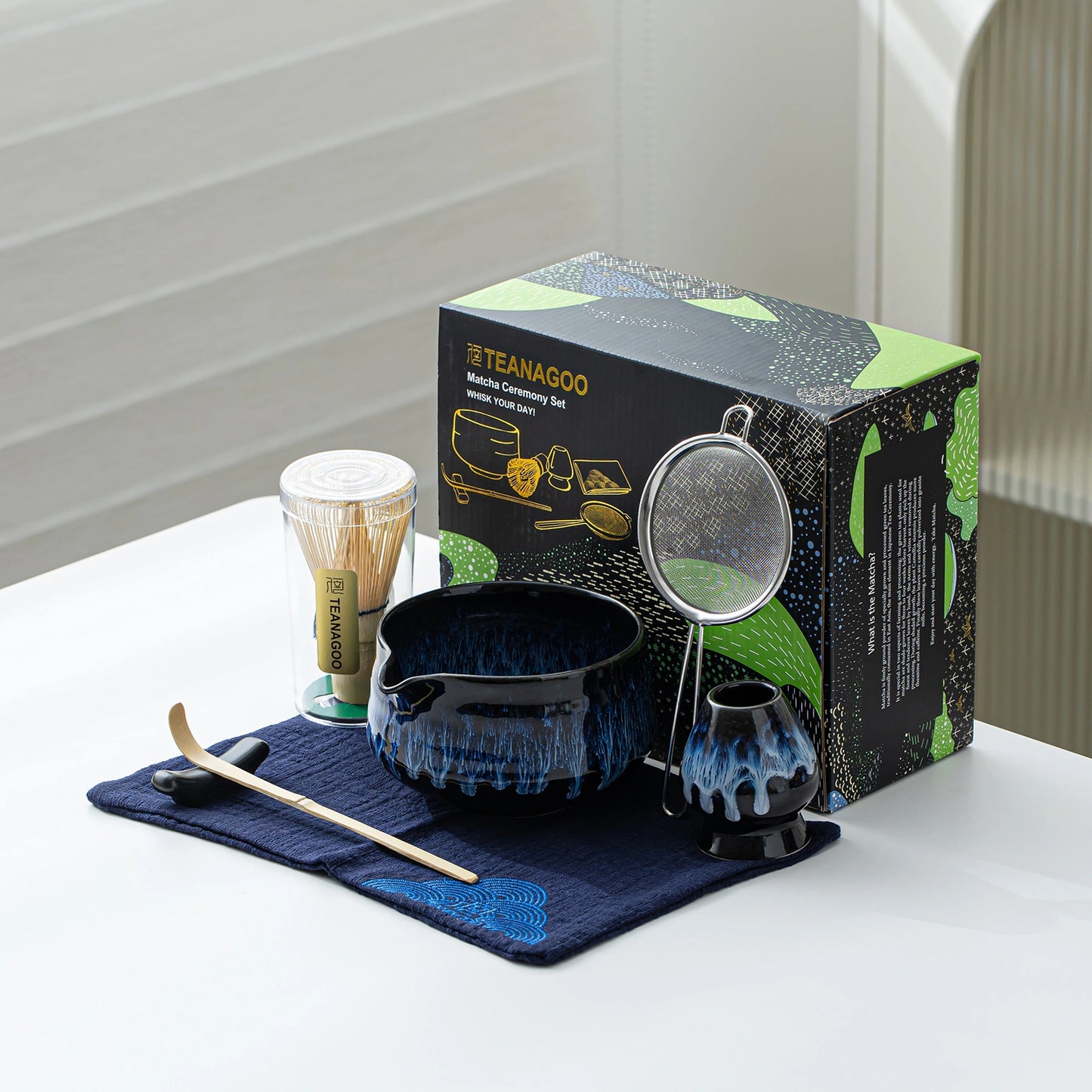 Matcha Set-Beginner Set Deep Ocean Pointy Bowl