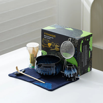 Matcha Set-Beginner Set Deep Ocean Pointy Bowl