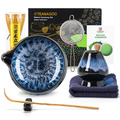 Matcha Set-Beginner Set Deep Ocean Pointy Bowl