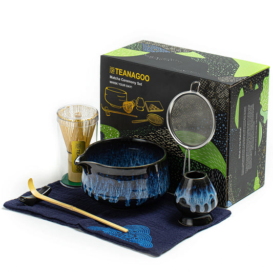 Matcha Set-Beginner Set Deep Ocean Pointy Bowl