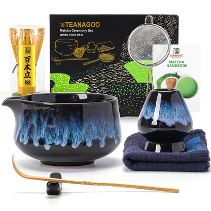 Matcha Set-Beginner Set Deep Ocean Pointy Bowl