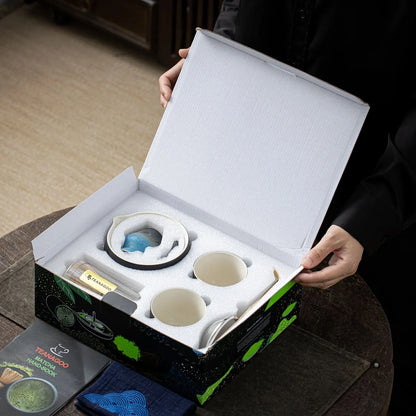 Matcha Set-Sharing Set Landscape Black Blue Pointy Bowl
