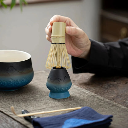 Matcha Set-Sharing Set Landscape Black Blue Pointy Bowl