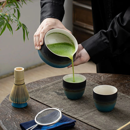 Matcha Set-Sharing Set Landscape Black Blue Pointy Bowl