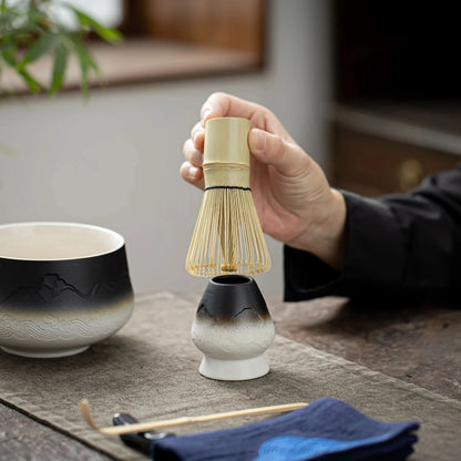 Matcha Set-Sharing Set Landscape Black White Pointy Bowl