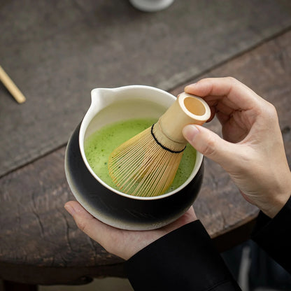 Matcha Set-Sharing Set Landscape Black White Pointy Bowl