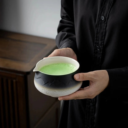 Matcha Set-Sharing Set Landscape Black White Pointy Bowl