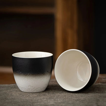 Matcha Set-Sharing Set Landscape Black White Pointy Bowl