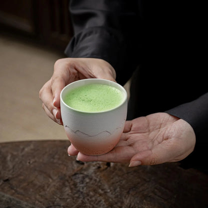 Matcha Set-Sharing Set Landscape Pinky White Pointy Bowl