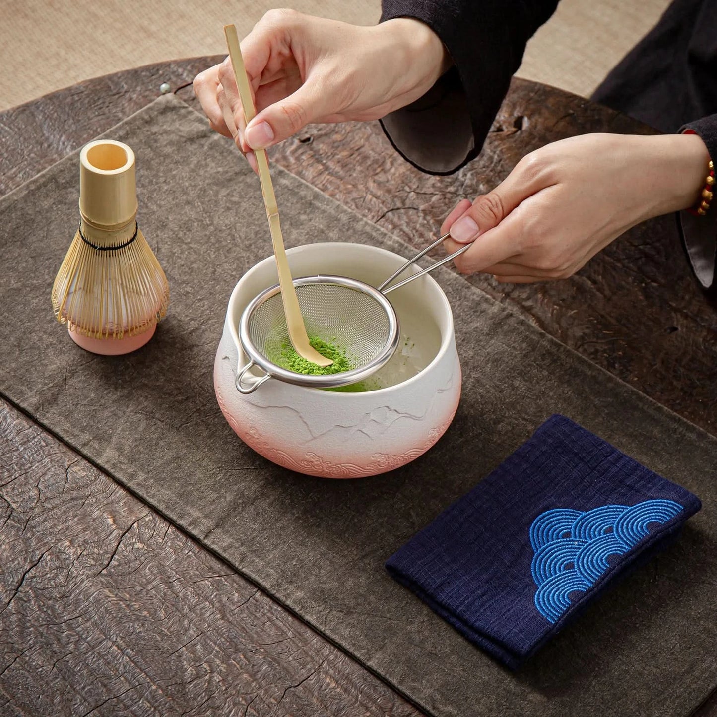 Matcha Set-Sharing Set Landscape Pinky White Pointy Bowl