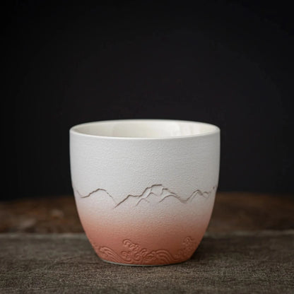 Matcha Set-Sharing Set Landscape Pinky White Pointy Bowl