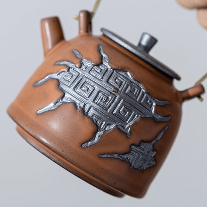 Ancient Script Bridge Handle ZEN Teapot Earth Tone 180ml