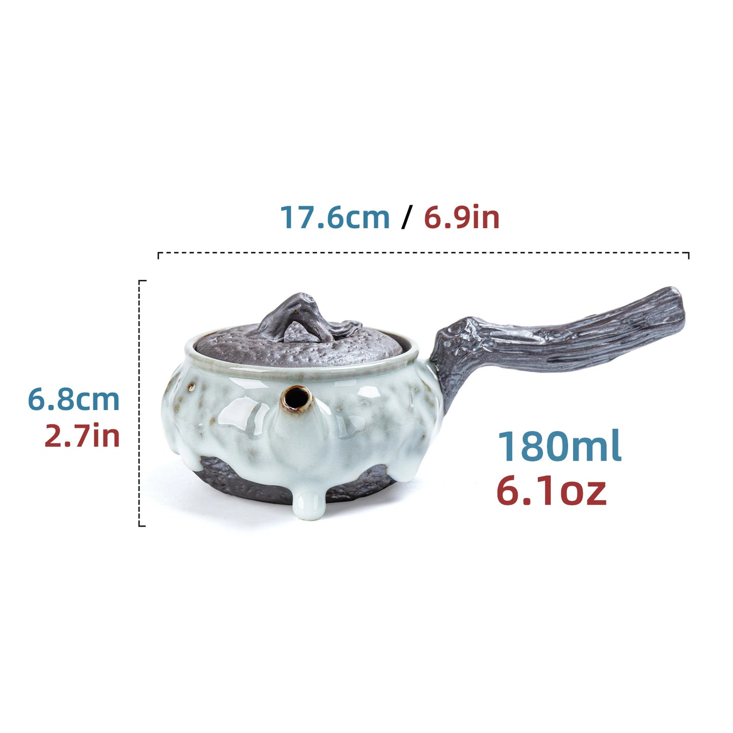 Withered Wood Side-Handle ZEN Teapot Pearl Drip Glaze 180ml