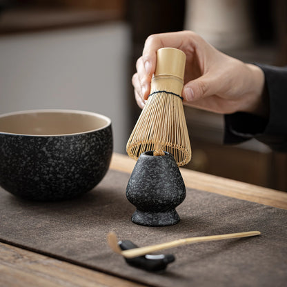 Matcha Set-Beginner Travel Set Obsidian with Leather Bag
