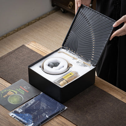 Matcha Set-Beginner Travel Set Obsidian with Leather Bag