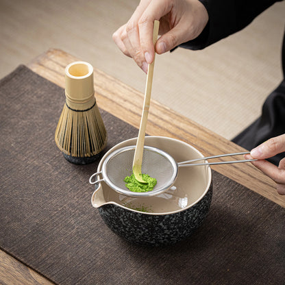 Matcha Set-Beginner Travel Set Obsidian with Leather Bag
