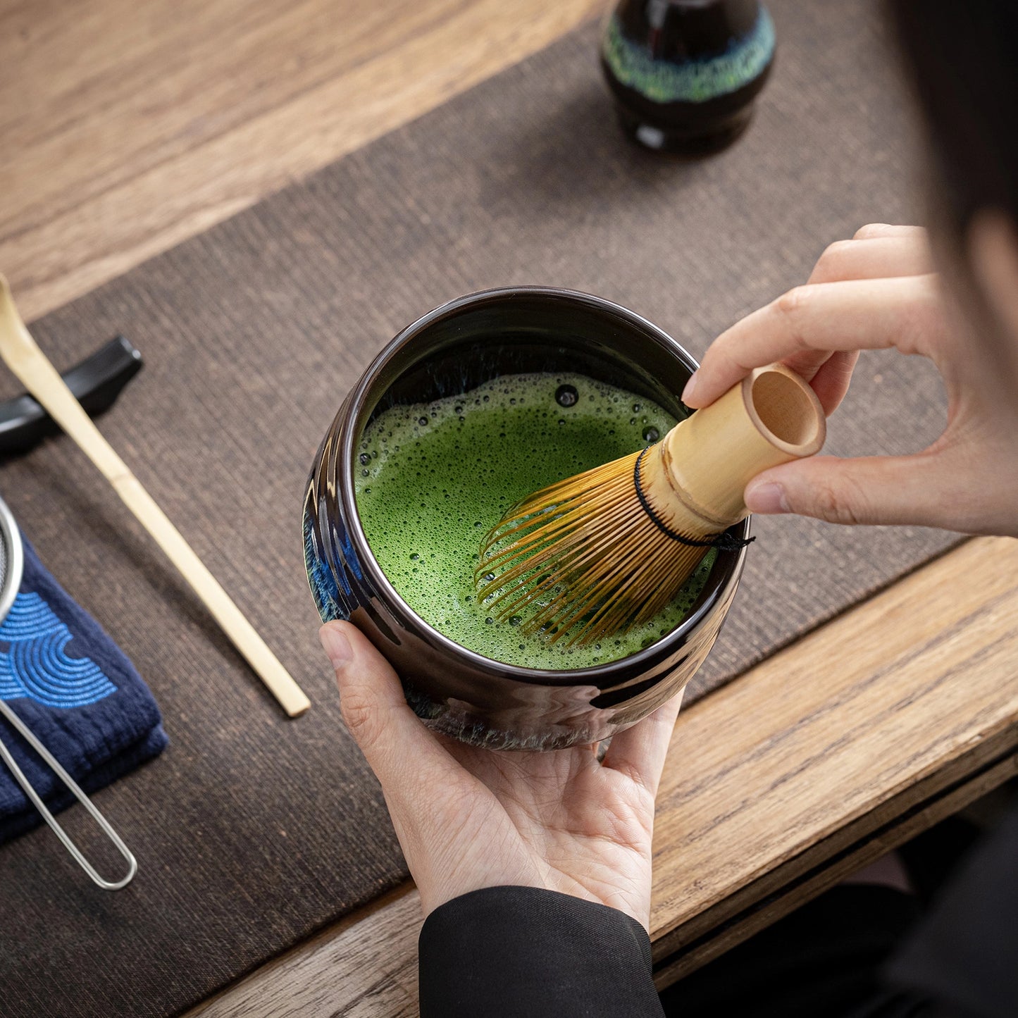 Matcha Set-Beginner Travel Set Skyfall with Leather Bag