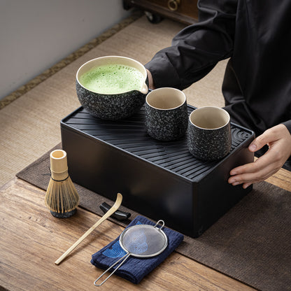 Matcha Set-Sharing Travel Set Obsidian with Leather Bag