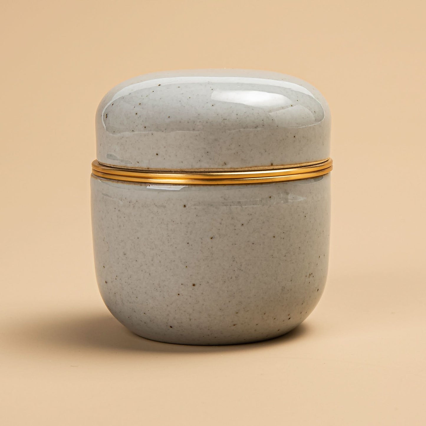 Tea Tin-Celadon Ceramic Tea Canister for Matcha Powder 18g Dusty Grey