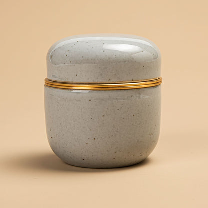 Tea Tin-Celadon Ceramic Tea Canister for Matcha Powder 18g Dusty Grey